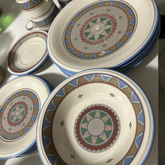 STUDIO NOVA LIMA Vintage Woven Print Hypnotic Plates, Coffee Cups -18 Pieces - Picture 10 of 16